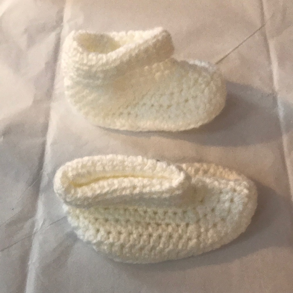 Handmade crocheted baby booties